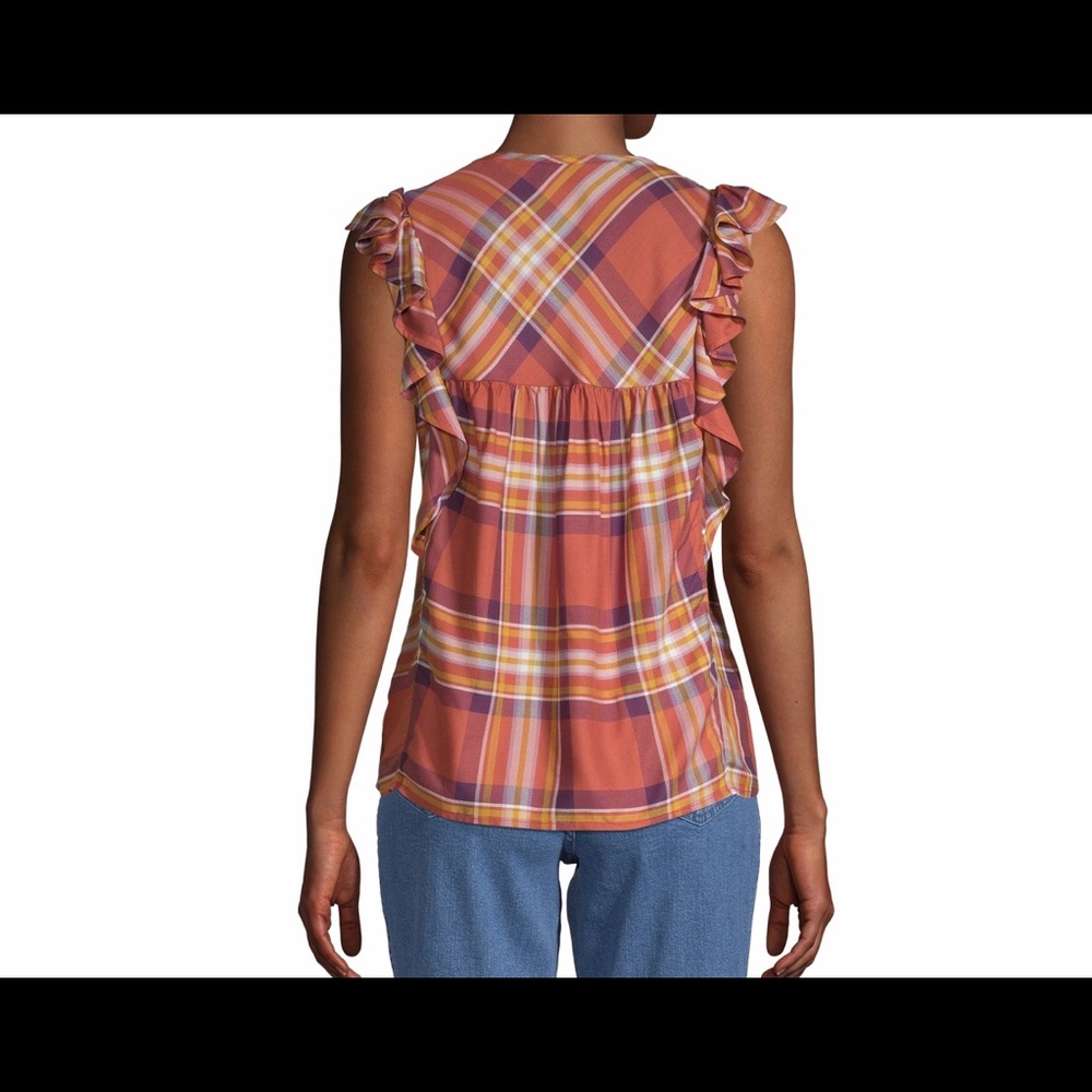 New Time and Tru Women's Ruffle Sleeve Tank Top - Picture 2 of 6